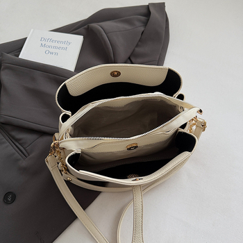 Ženska PU torba, gradski minimalistički stil, košarast oblik torbe, crossbody sa zatvaračem na zip, unutarnja džep za dokumente, s jednim remenom