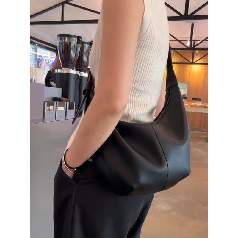 Geantă Dumpling din piele PU cu fermoar, buzunar ascuns și curea simplă — Semjit