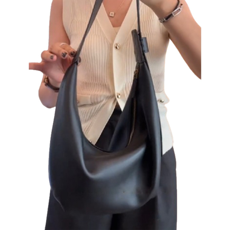 Geantă Dumpling din piele PU cu fermoar, buzunar ascuns și curea simplă — Semjit