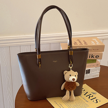 Torba Tote za žene velike kapacitete - retro minimalistički stil, PU materijal, jednostruki rameni pojas, zatvaranje na zip, poliesterska podstava, svakodnevna upotreba