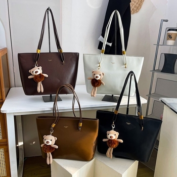 Torba Tote za žene velike kapacitete - retro minimalistički stil, PU materijal, jednostruki rameni pojas, zatvaranje na zip, poliesterska podstava, svakodnevna upotreba