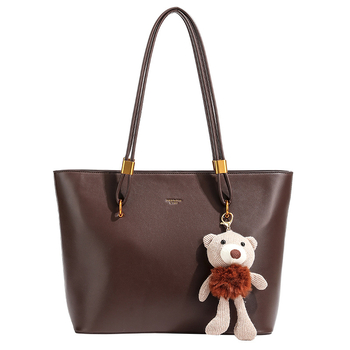 Torba Tote za žene velike kapacitete - retro minimalistički stil, PU materijal, jednostruki rameni pojas, zatvaranje na zip, poliesterska podstava, svakodnevna upotreba