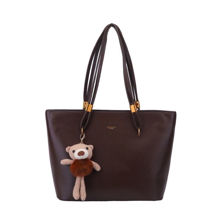 Torba Tote za žene velike kapacitete - retro minimalistički stil, PU materijal, jednostruki rameni pojas, zatvaranje na zip, poliesterska podstava, svakodnevna upotreba