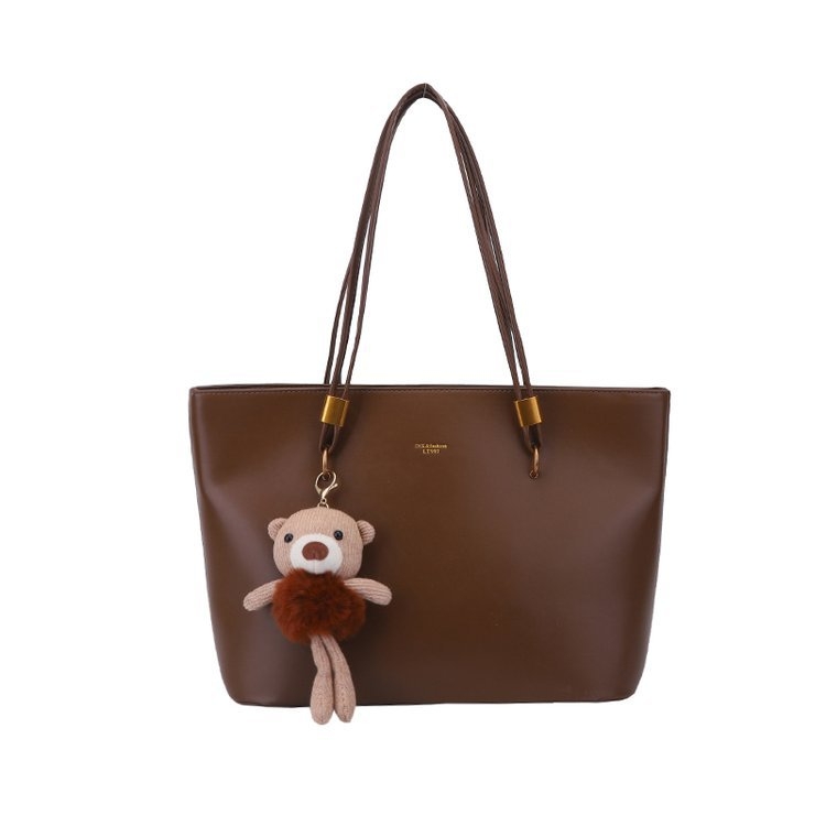 Torba Tote za žene velike kapacitete - retro minimalistički stil, PU materijal, jednostruki rameni pojas, zatvaranje na zip, poliesterska podstava, svakodnevna upotreba