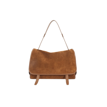 Geantă messenger din piele naturală, stil urban simplu, formă vertical pătrată, închidere magnetică, buzunar interior pentru telefon și buzunar laminat cu fermoar