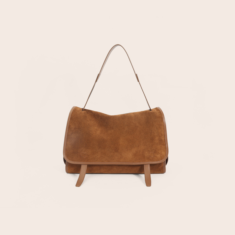 Geantă messenger din piele naturală, stil urban simplu, formă vertical pătrată, închidere magnetică, buzunar interior pentru telefon și buzunar laminat cu fermoar