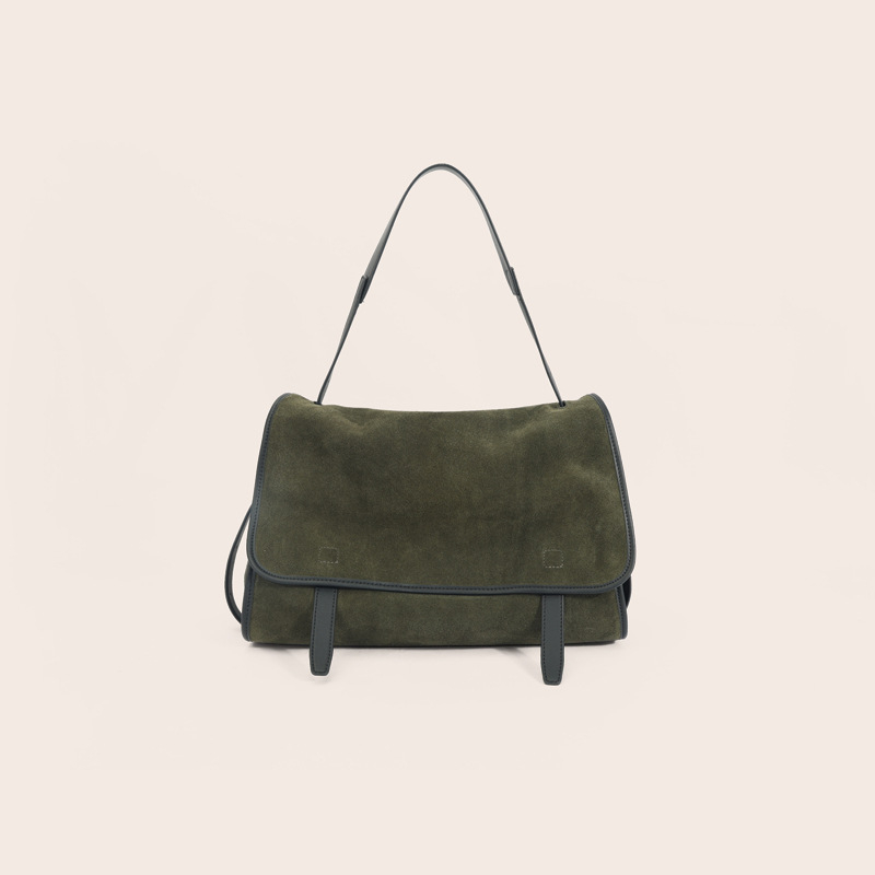 Geantă messenger din piele naturală, stil urban simplu, formă vertical pătrată, închidere magnetică, buzunar interior pentru telefon și buzunar laminat cu fermoar