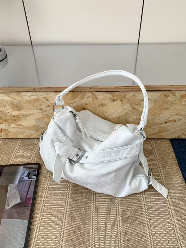 Geantă Tote pentru umăr - piele PU, formă verticală pătrată, închidere cu fermoar, buzunar interior cu fermoar, bretele duble