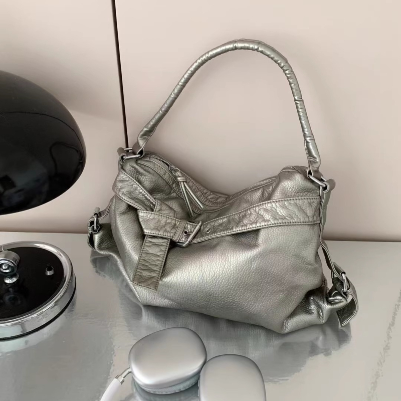 Geantă Tote pentru umăr - piele PU, formă verticală pătrată, închidere cu fermoar, buzunar interior cu fermoar, bretele duble