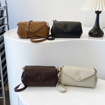 Geantă de umăr/Crossbody, PU piele, stil urban minimalist, închidere tip capac, buzunar interior cu fermoar, căptușeală poliester