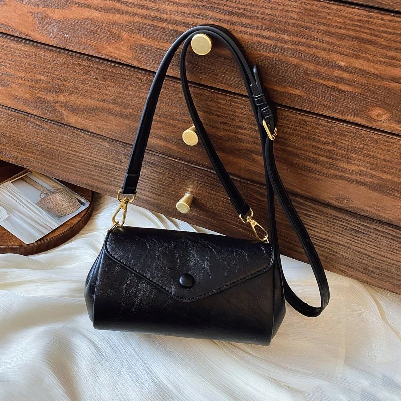 Geantă de umăr/Crossbody, PU piele, stil urban minimalist, închidere tip capac, buzunar interior cu fermoar, căptușeală poliester