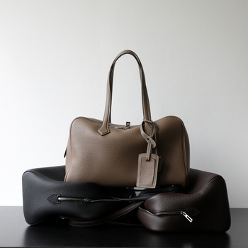 Geantă Boston pentru femei din piele de vită de calitate superioară, închidere cu fermoar, buzunar interior cu fermoar, căptușeală din poliester