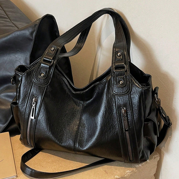 Ženska crossbody tote torba od PU kože, visokokvalitetni retro stil, velik kapacitet, tri naramenice i unutarnja džep sa zatvaračem