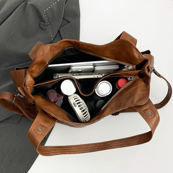 Ženska crossbody tote torba od PU kože, visokokvalitetni retro stil, velik kapacitet, tri naramenice i unutarnja džep sa zatvaračem