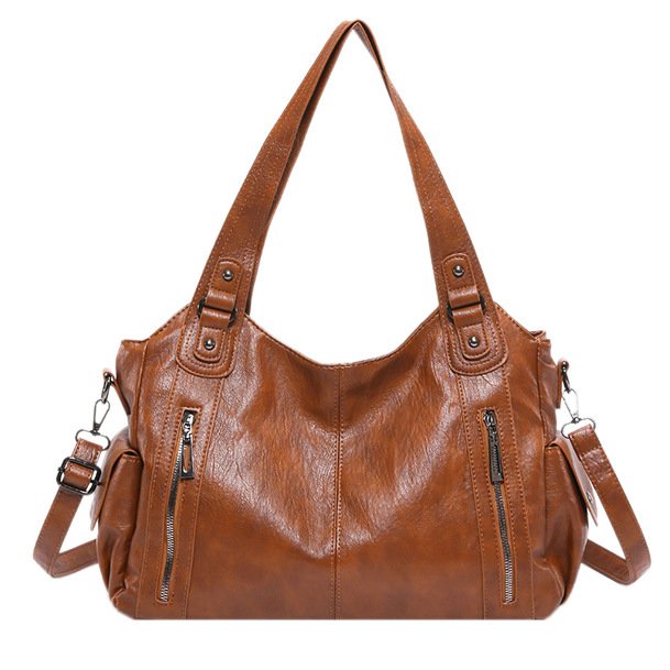 Ženska crossbody tote torba od PU kože, visokokvalitetni retro stil, velik kapacitet, tri naramenice i unutarnja džep sa zatvaračem
