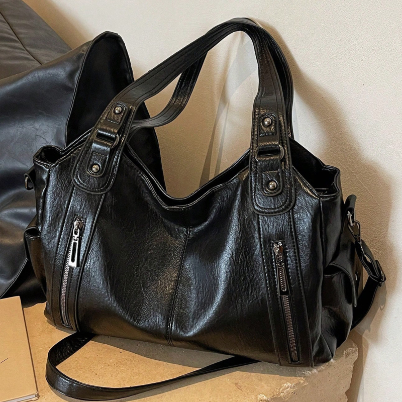 Ženska crossbody tote torba od PU kože, visokokvalitetni retro stil, velik kapacitet, tri naramenice i unutarnja džep sa zatvaračem