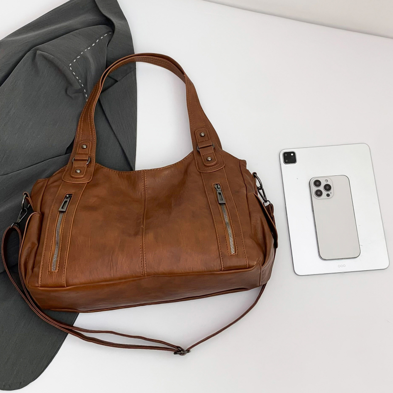 Ženska crossbody tote torba od PU kože, visokokvalitetni retro stil, velik kapacitet, tri naramenice i unutarnja džep sa zatvaračem