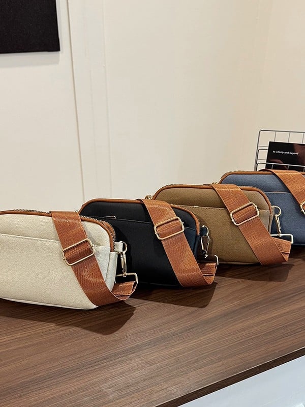PU crossbody torba – kvadratnog oblika, zatvarač, unutarnji džepovi za telefon i dokumente, jedan remen, svakodnevna upotreba