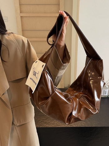 Női PU bőrből készült Dumpling táska, vízszintes négyszög alakú, cipzáras záródás, telefon zseb, poliészter bélés