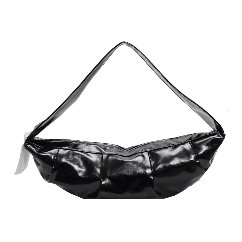 Női PU bőrből készült Dumpling táska, vízszintes négyszög alakú, cipzáras záródás, telefon zseb, poliészter bélés