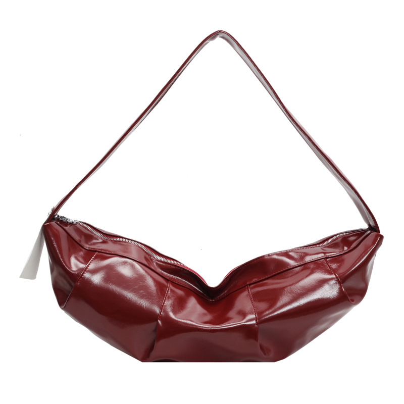 Női PU bőrből készült Dumpling táska, vízszintes négyszög alakú, cipzáras záródás, telefon zseb, poliészter bélés