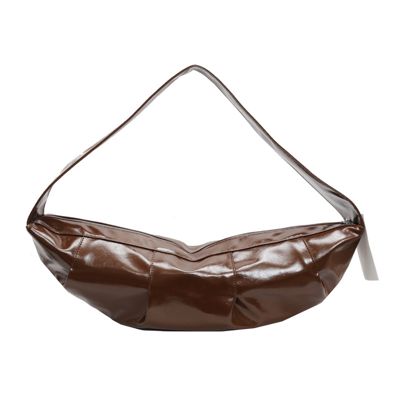 Női PU bőrből készült Dumpling táska, vízszintes négyszög alakú, cipzáras záródás, telefon zseb, poliészter bélés