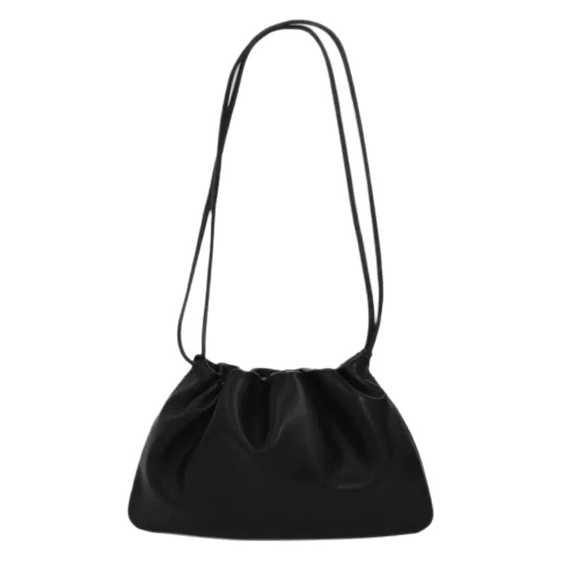 Torba preko ramena od prave kože, unisex stil, sa šnimrom i plisiranim detaljem, podstava od super vlakana, brend 001, proljeće 2024