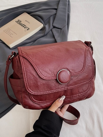 Ženska PU kožna crossbody torba, horizontalnog kvadratnog oblika, zatvarač, unutarnje pretince sa zipom i pretinac za telefon