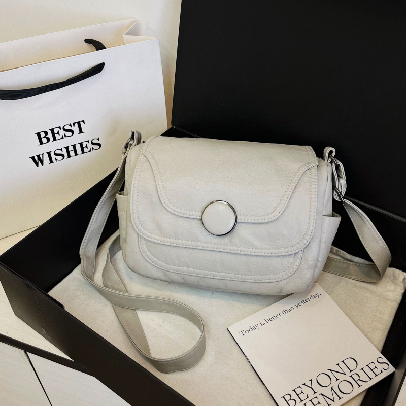 Ženska PU kožna crossbody torba, horizontalnog kvadratnog oblika, zatvarač, unutarnje pretince sa zipom i pretinac za telefon