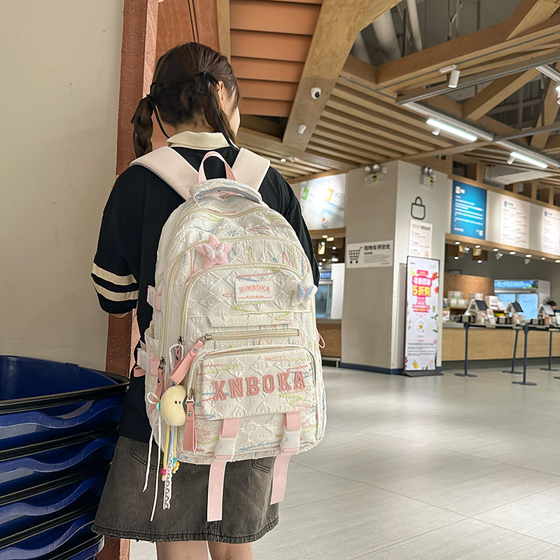 Ženska školska torba, lagani ruksak velike kapacitete za 3.–6. razred, Oxford tkanina, podstava poliester, zatvarač, unutarnji džep s zatvaračem, BK6130.