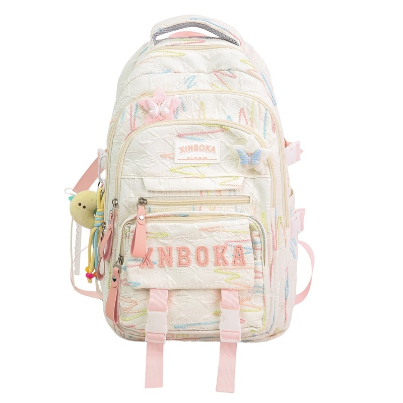 Ženska školska torba, lagani ruksak velike kapacitete za 3.–6. razred, Oxford tkanina, podstava poliester, zatvarač, unutarnji džep s zatvaračem, BK6130.