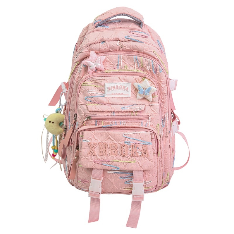 Ženska školska torba, lagani ruksak velike kapacitete za 3.–6. razred, Oxford tkanina, podstava poliester, zatvarač, unutarnji džep s zatvaračem, BK6130.