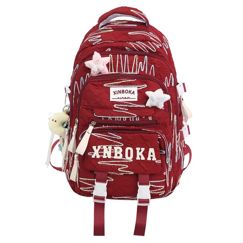 Ženska školska torba, lagani ruksak velike kapacitete za 3.–6. razred, Oxford tkanina, podstava poliester, zatvarač, unutarnji džep s zatvaračem, BK6130.