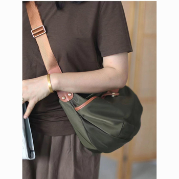 Torba za ramena s nylon podstavom, ovalni oblik, zatvarač, unutarnja džepa sa zipom, unutarnji sloj, za slobodno vrijeme putovanja