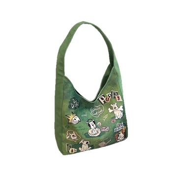 Női válltáska aranyos kutyás mintával, friss és édes stílus, Oxford anyag, cipzáras zárás, egypántos