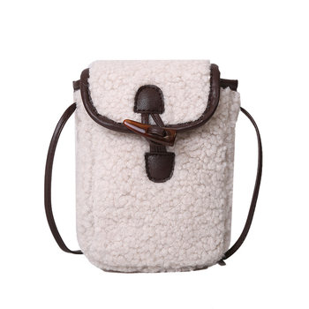 Velurova crossbody torbica s vertikalnim kvadratnim oblikom, kopča kukom, Oxford podstava