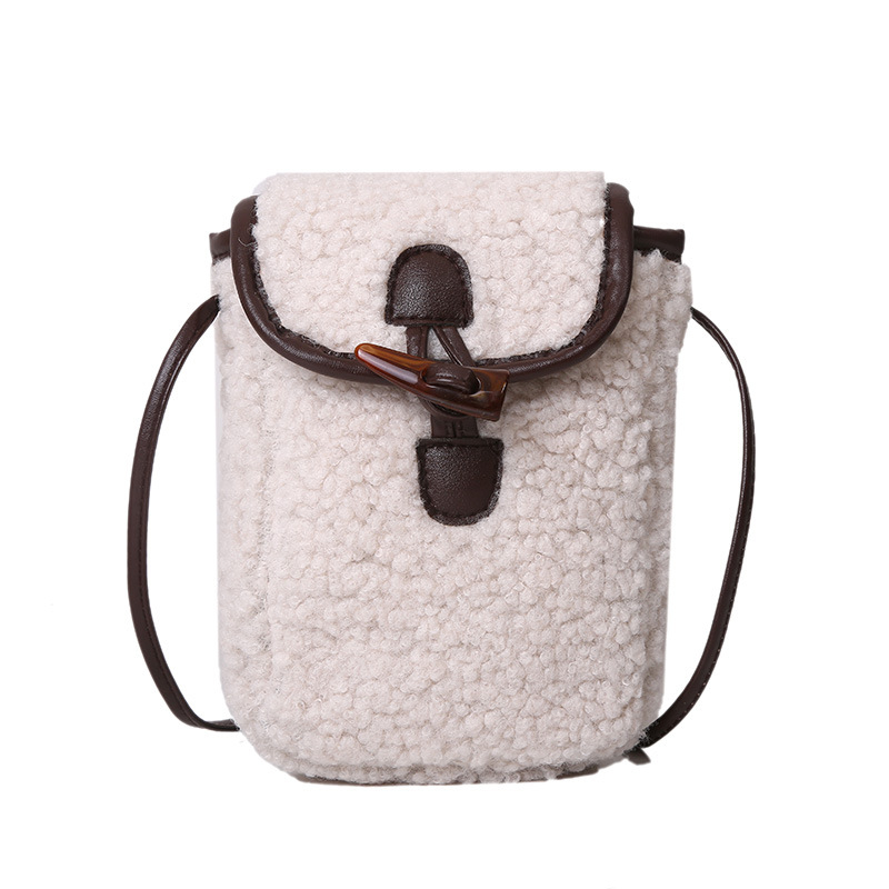 Velurova crossbody torbica s vertikalnim kvadratnim oblikom, kopča kukom, Oxford podstava