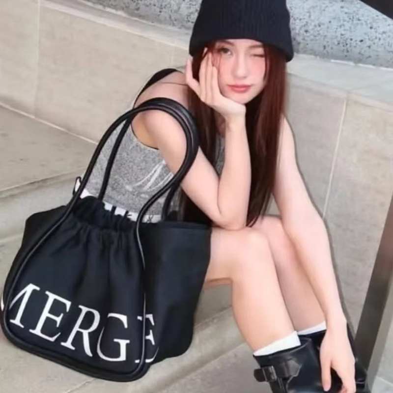 Geantă Tote din Oxford, formă verticală pătrată, închidere cu șnur, căptușeală poliester, buzunar pentru telefon