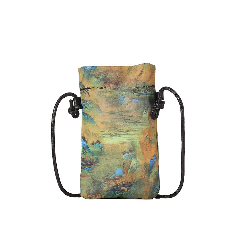 Geantă de umăr pentru femei cu buzunar pentru telefon, oxford de înaltă calitate, formă ovală cu capac, buzunare interne pentru telefon și ID, stil casual inspirat de China, Hanqi, lansare vară 2025