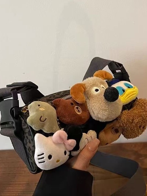 Geantă crossbody leopard print, în formă de baril, stil dumpling, din material Oxford, fermoar, buzunar pentru telefon