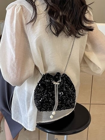 Crossbody bucket torba s kopčom za zatvaranje, Oxford tkanina, baršunasta podstava