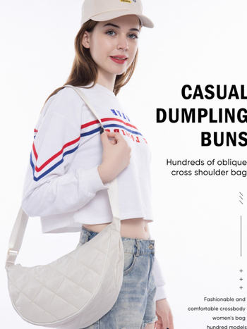 Geantă de umăr crossbody cu formă de dumpling, din material Oxford, stil urban simplu, fermoar, buzunar interior pentru telefon