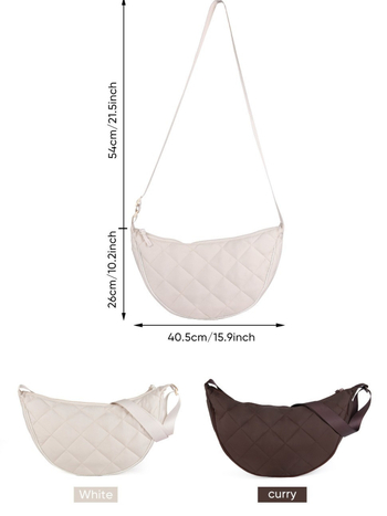 Geantă de umăr crossbody cu formă de dumpling, din material Oxford, stil urban simplu, fermoar, buzunar interior pentru telefon