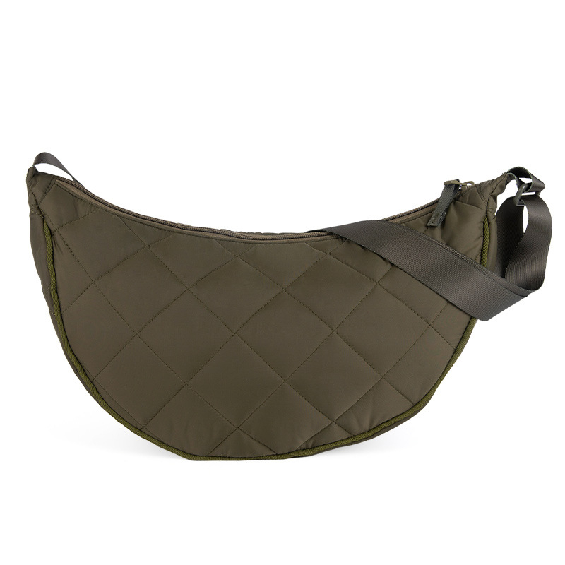 Geantă de umăr crossbody cu formă de dumpling, din material Oxford, stil urban simplu, fermoar, buzunar interior pentru telefon