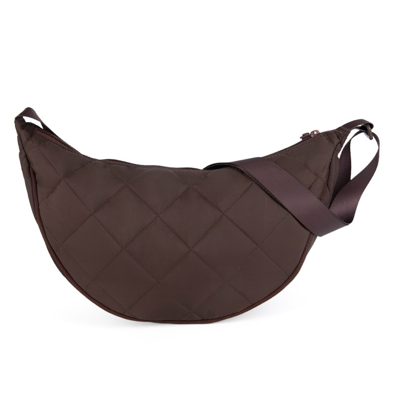 Geantă de umăr crossbody cu formă de dumpling, din material Oxford, stil urban simplu, fermoar, buzunar interior pentru telefon