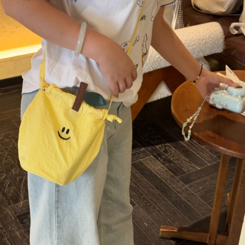 Geantă bucket cu șnur, din pânză Oxford, buzunar pentru telefon, două curele, stil urban minimalist