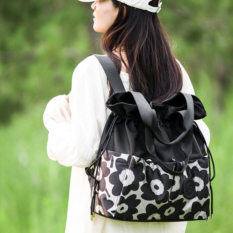 Ženski ruksak s šnornim zatvaračem od Oxford platna; džep za telefon; vanjski otvoreni džep; prozračan