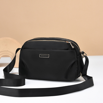 Damska torba za rame i crossbody od Oxford tkanine, horizontalni kvadratni oblik, zatvaranje na zip, PU podstava, unutarnji džep sa zipom