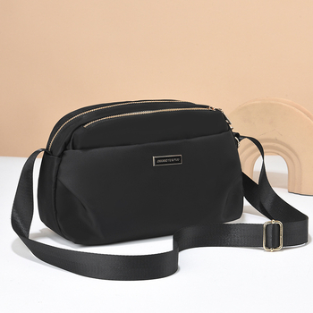 Damska torba za rame i crossbody od Oxford tkanine, horizontalni kvadratni oblik, zatvaranje na zip, PU podstava, unutarnji džep sa zipom