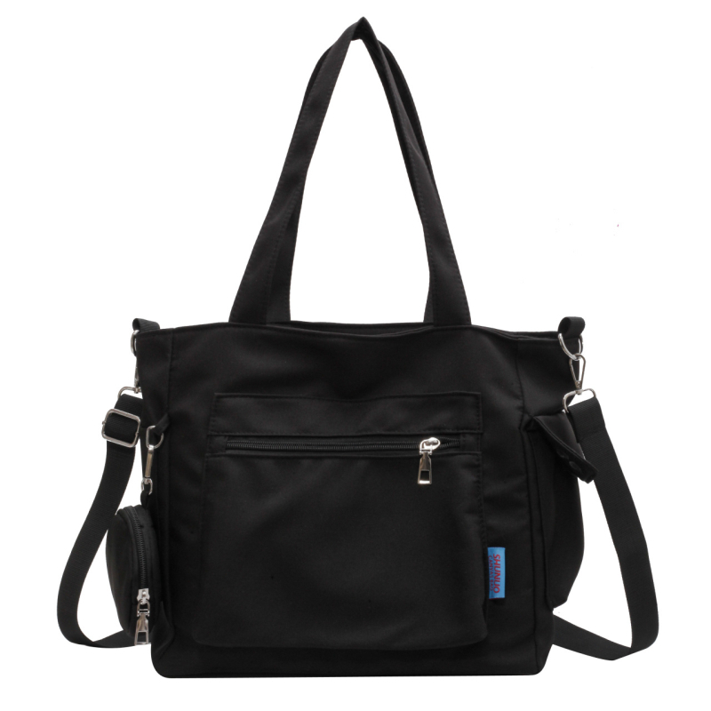 Oxford tote torba s kopčom na zip, vodoravni kvadratni oblik, unutarnja džep s zipom, meka, jedna naramenica